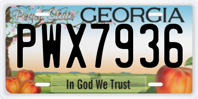 GA license plate PWX7936