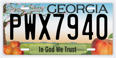 GA license plate PWX7940
