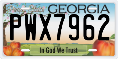 GA license plate PWX7962