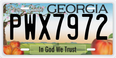 GA license plate PWX7972