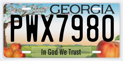 GA license plate PWX7980