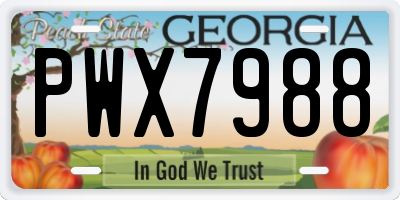 GA license plate PWX7988