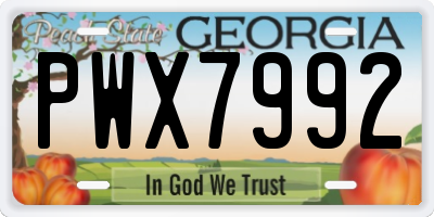 GA license plate PWX7992