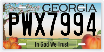 GA license plate PWX7994