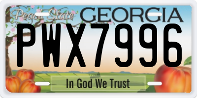 GA license plate PWX7996
