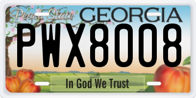 GA license plate PWX8008