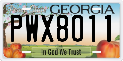 GA license plate PWX8011