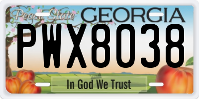 GA license plate PWX8038