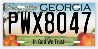 GA license plate PWX8047