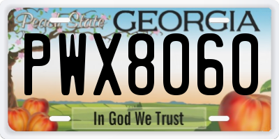 GA license plate PWX8060