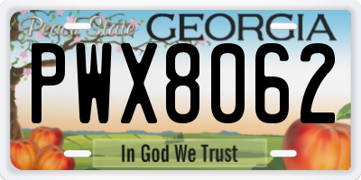 GA license plate PWX8062