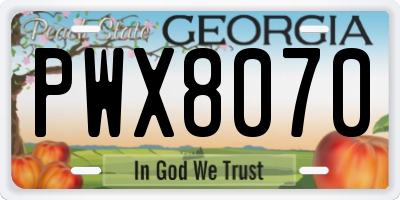 GA license plate PWX8070