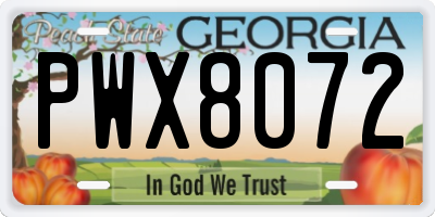 GA license plate PWX8072