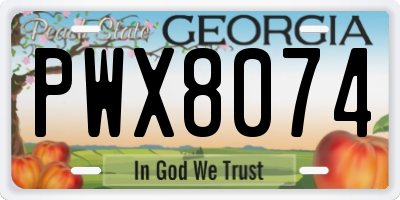 GA license plate PWX8074
