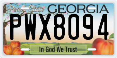 GA license plate PWX8094