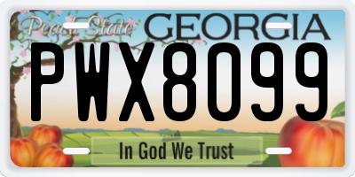 GA license plate PWX8099