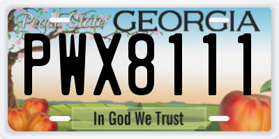 GA license plate PWX8111