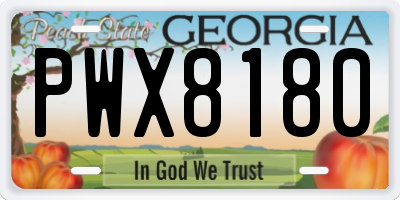 GA license plate PWX8180