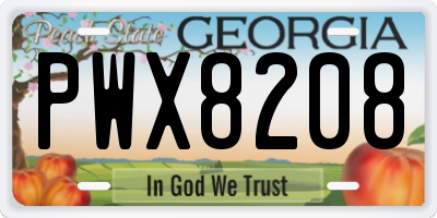 GA license plate PWX8208