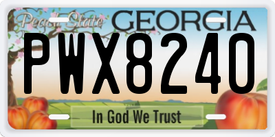 GA license plate PWX8240