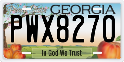 GA license plate PWX8270
