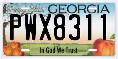 GA license plate PWX8311