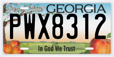 GA license plate PWX8312
