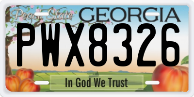 GA license plate PWX8326