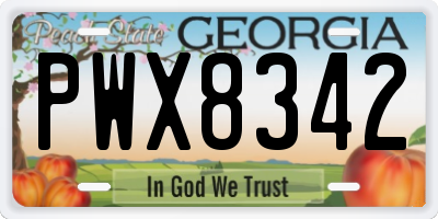 GA license plate PWX8342