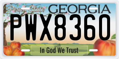 GA license plate PWX8360