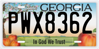 GA license plate PWX8362