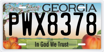 GA license plate PWX8378