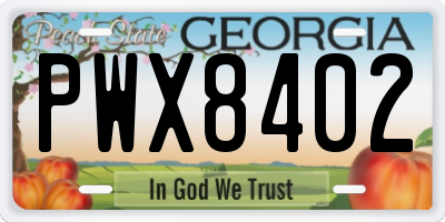 GA license plate PWX8402