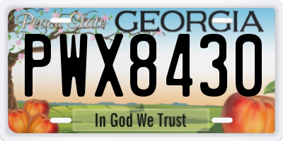 GA license plate PWX8430