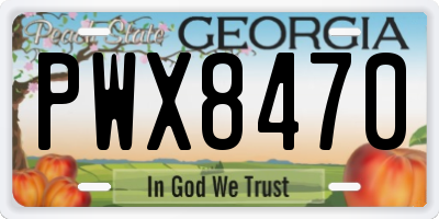 GA license plate PWX8470