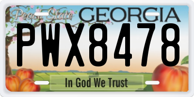 GA license plate PWX8478