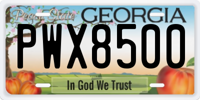 GA license plate PWX8500