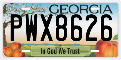 GA license plate PWX8626