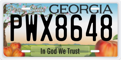 GA license plate PWX8648