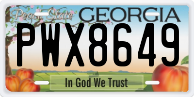 GA license plate PWX8649
