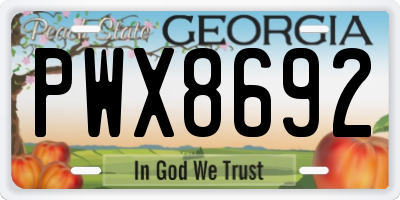 GA license plate PWX8692