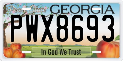 GA license plate PWX8693