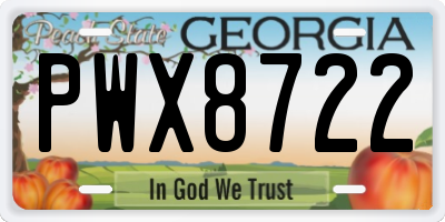 GA license plate PWX8722