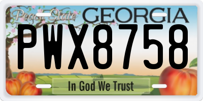 GA license plate PWX8758