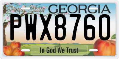 GA license plate PWX8760