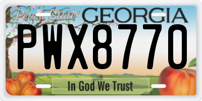 GA license plate PWX8770