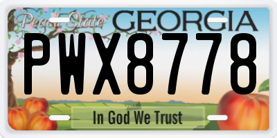 GA license plate PWX8778