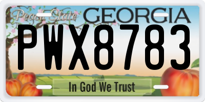 GA license plate PWX8783