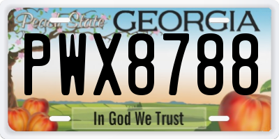 GA license plate PWX8788