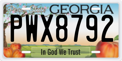 GA license plate PWX8792